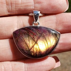 Genuine Red Flash Labradorite Pendant